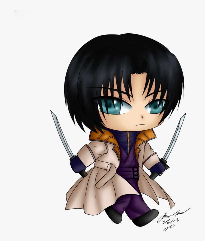 Chibi Version Of Aoshi Shinomori Inversa, Rurouni Kenshin, - Cartoon, transparent png