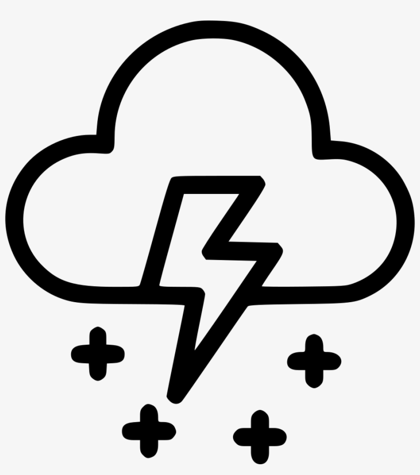 Weather Snow Wind Lightning Svg Png Icon - Thunder And Cloudy Clipart, transparent png