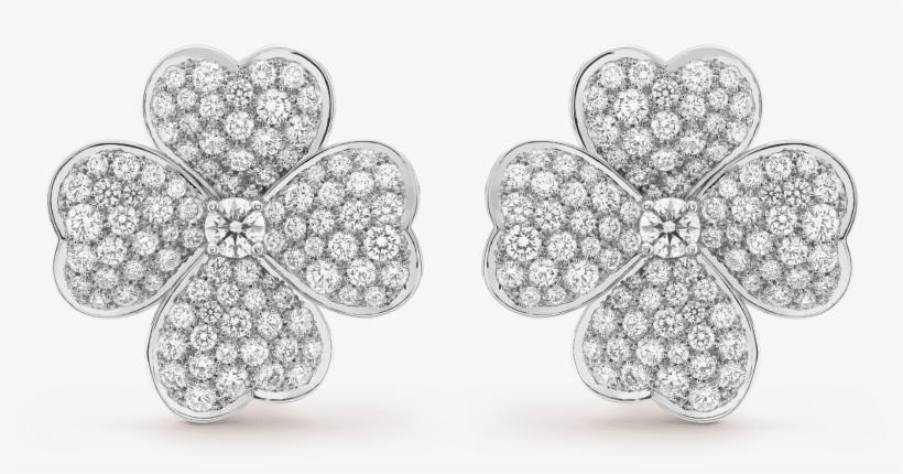 Cosmos Earrings, Large Model - Van Cleef Diamond Flower Earrings, transparent png