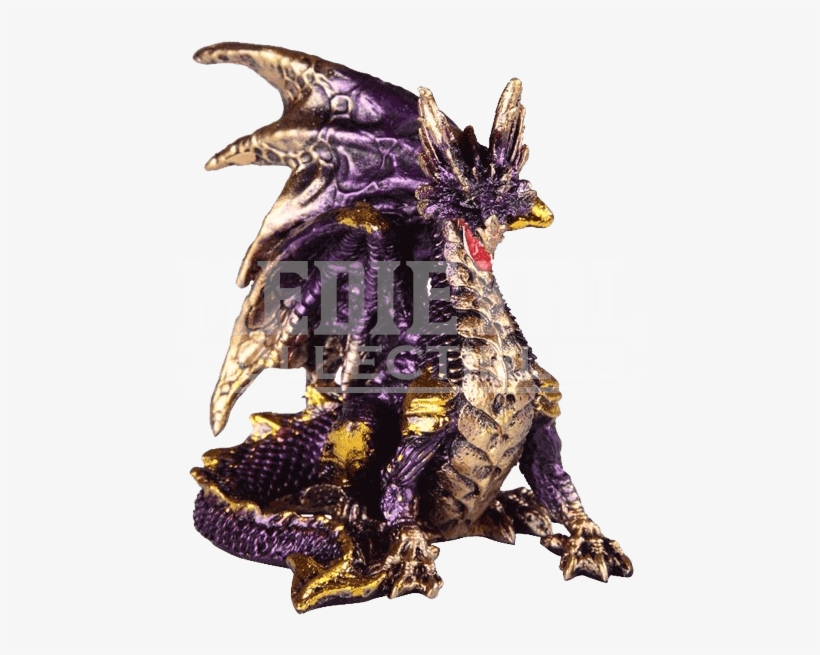 Small Seated Amethyst And Gold Dragon Statue - Air Dragon Figurines, transparent png