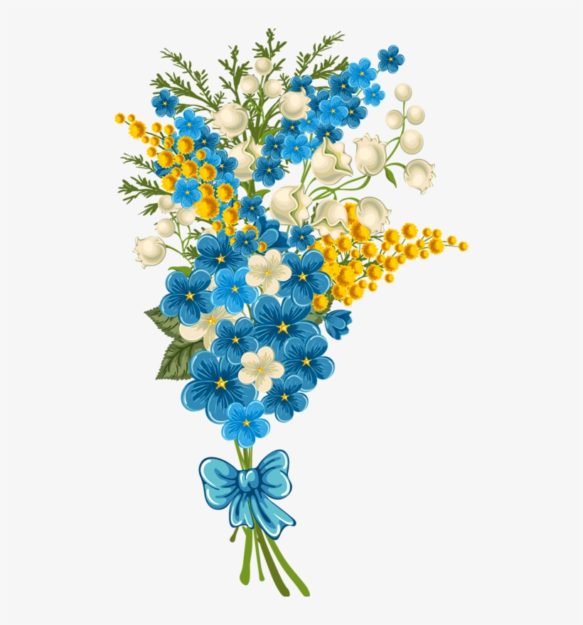 Content Png Altered Bottles Fabric Design And - Blue Flower Borders And Frame, transparent png