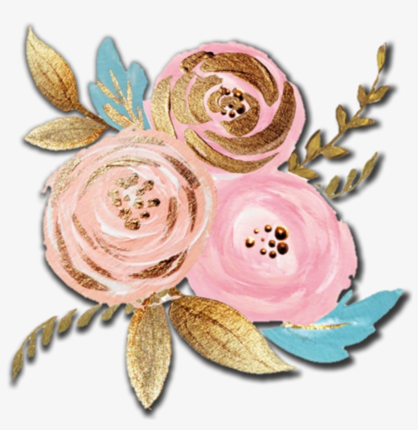 Gold Flowers Plant Floral Scrapbooking Decoration Pink - Gold Flower Watercolor Png, transparent png