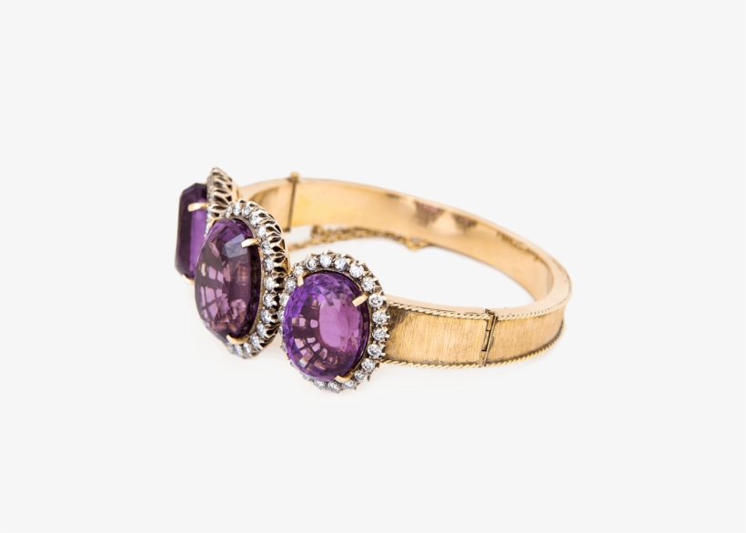 Three Amethyst & Diamond Bangle - Amethyst, transparent png