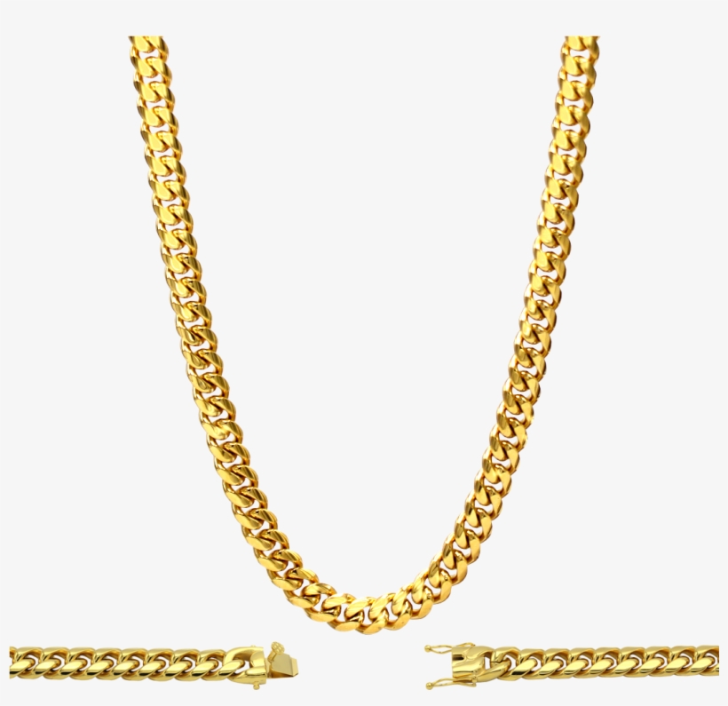 Cuban Link Chain Necklace 18k Gold Plated Stainless - Cuban Link Chain Png, transparent png