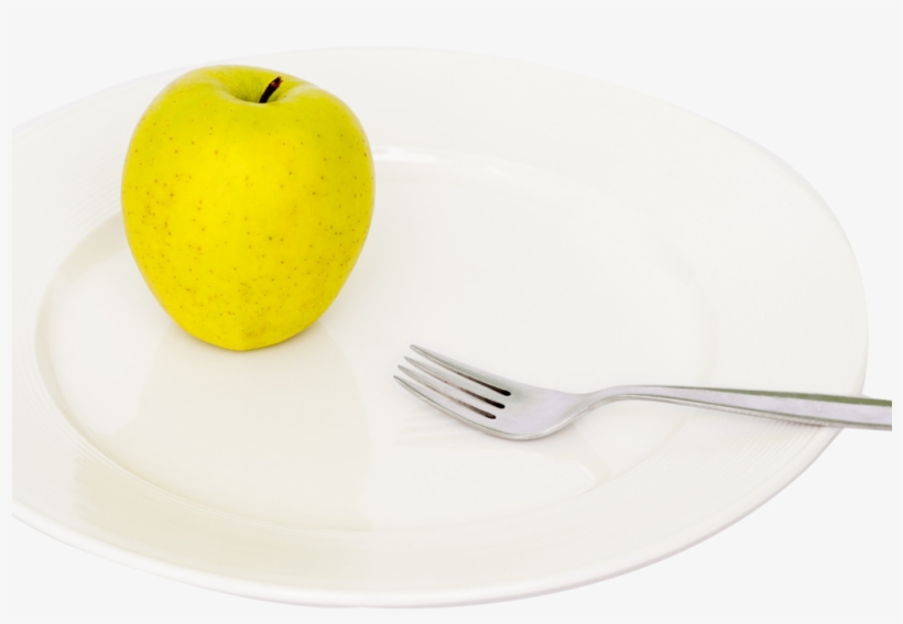 Apple And Fork On Plate Png Image - Granny Smith, transparent png