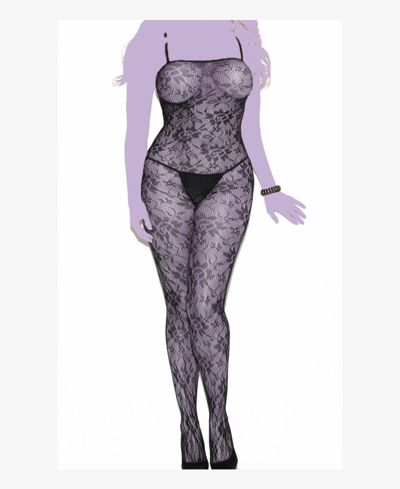 Rose Lace Bodystocking - Black Bodystocking Model, transparent png