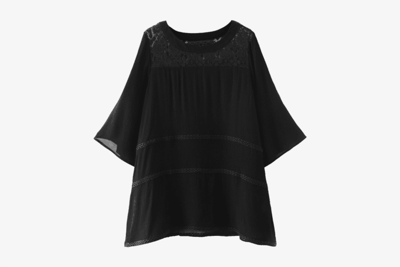 Lace Panel Smock Mini Dress - Blouse, transparent png