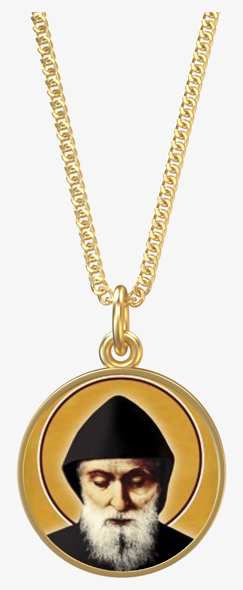 Indigo Coin Chain In Gold - Saint Charbel, transparent png