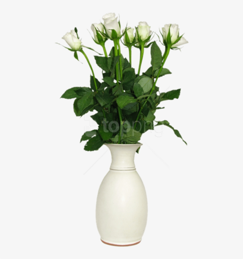 Free Png Download Transparent White Rose In Vase Picture - White Vase Flower Png, transparent png