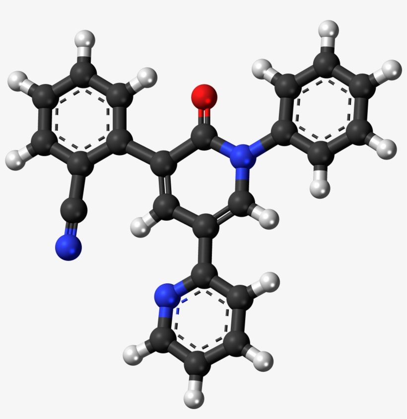 Perampanel Molecule Ball - Benzene Structure 3d, transparent png