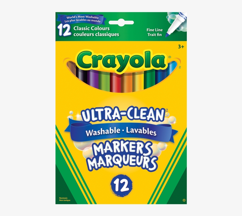 Crayola® Original Fine Line Washable Markers 12/pkg - Crayola Original Thick Washable Markers Conical Tip, transparent png