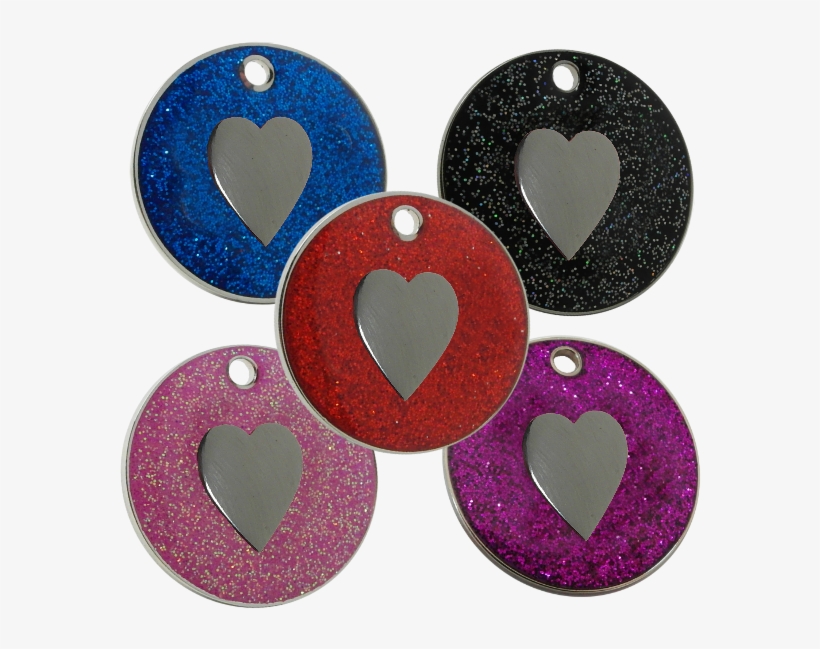 Glitter Pet Id Dog Tags With Heart Motif - Heart, transparent png
