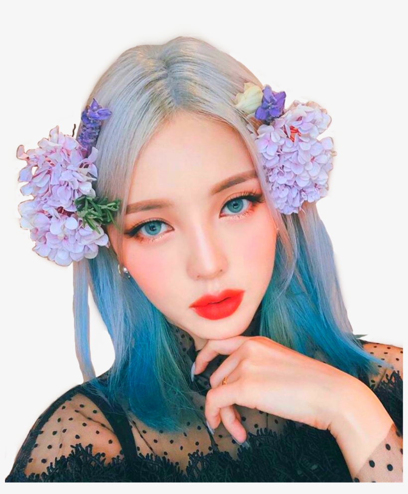 #ponysmakeup #pony #blue #hair #ulzzang #girl #makeup - Park Hye Min, transparent png