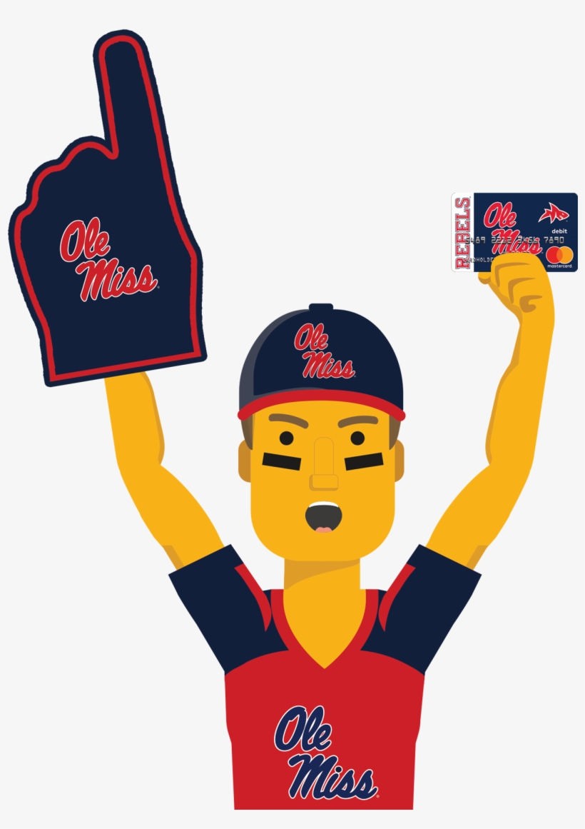 Ole Miss Ultimate Fan Holding The Ole Miss Fancard, transparent png