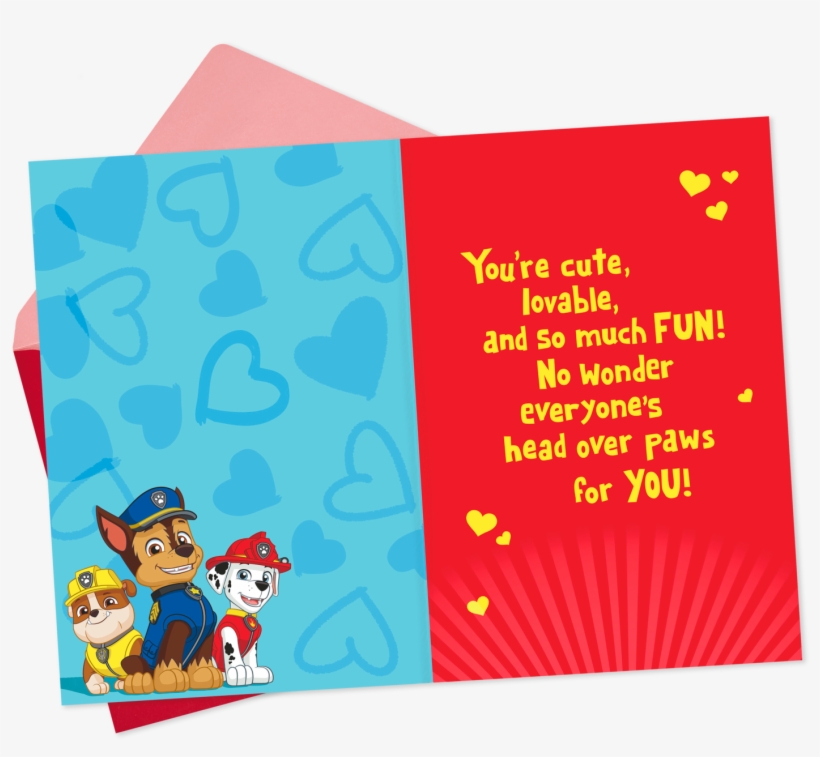Nickelodeon Paw Patrol Hug Day Valentine's Day Card - Paw Patrol Valentines Day Card, transparent png