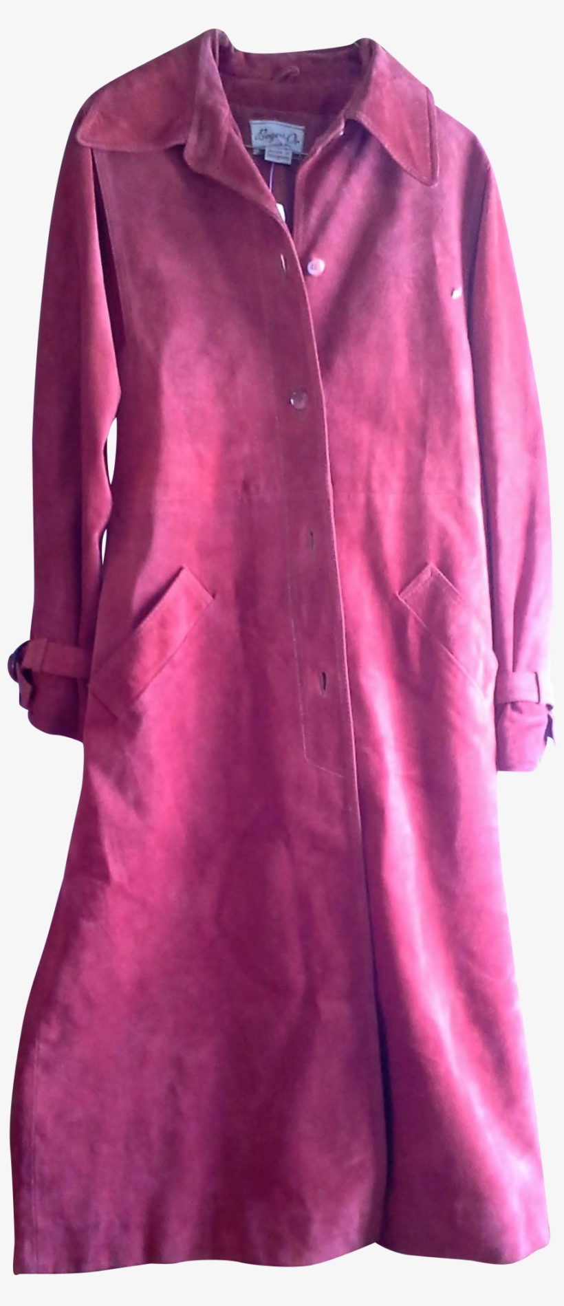 Beged-or Suede Leather Rust Orange Ladies Trench Coat - Overcoat, transparent png