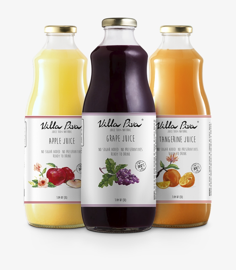 Apple, Grape And Tangerine Juices Villa Piva 100% Natural - Juice, transparent png