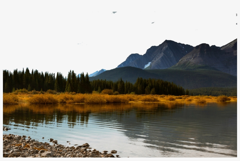 Waterbody By Vegetation And Mountains - Foret Canada, transparent png