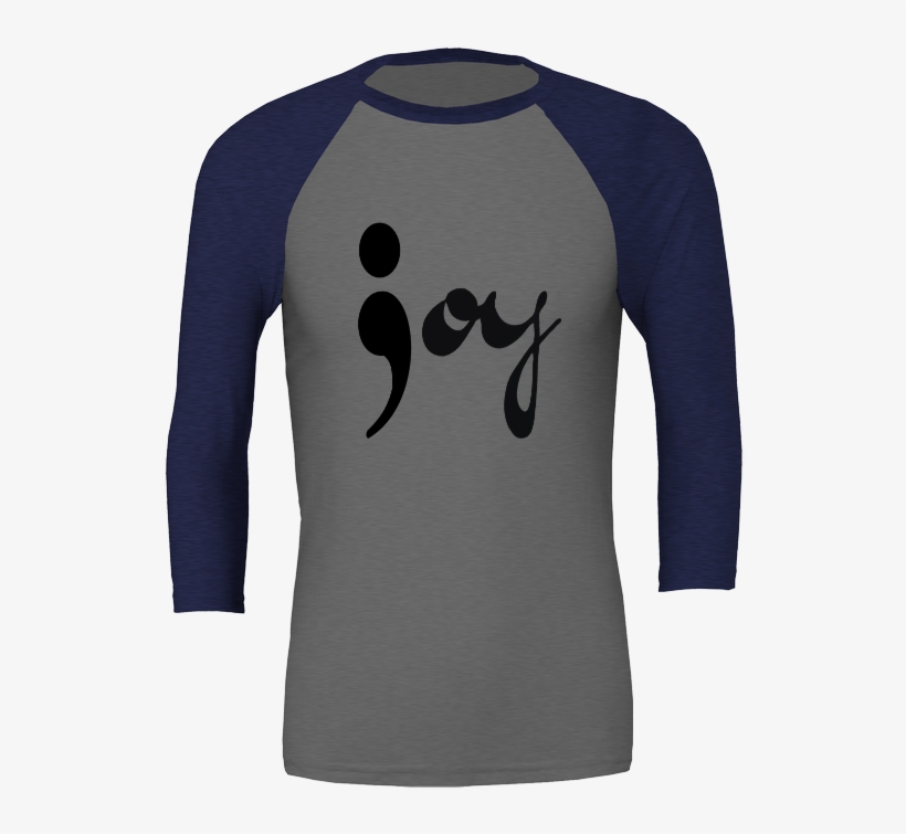 Joy Semicolon Unisex 3/4 Sleeve T-shirt - Shirt, transparent png