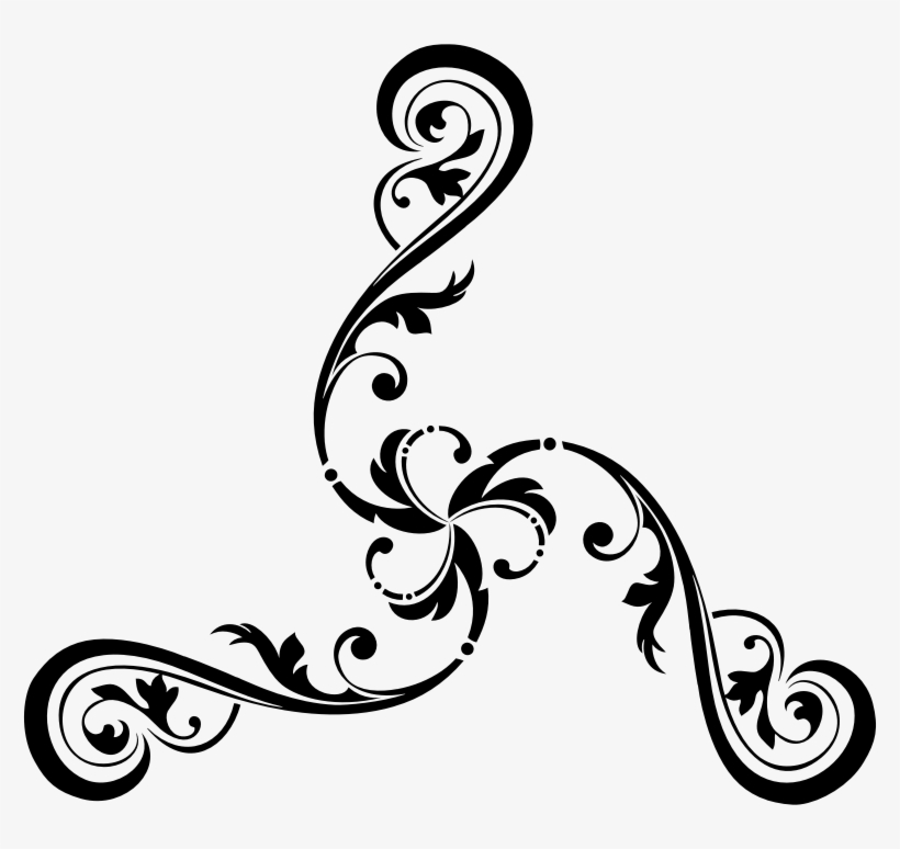 Flourish Ornament Silhouette Embellishment - Black And White, transparent png