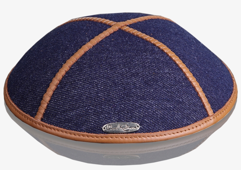 Kippah «classic» Dark-blue Jeans Orange Edging - Thread, transparent png