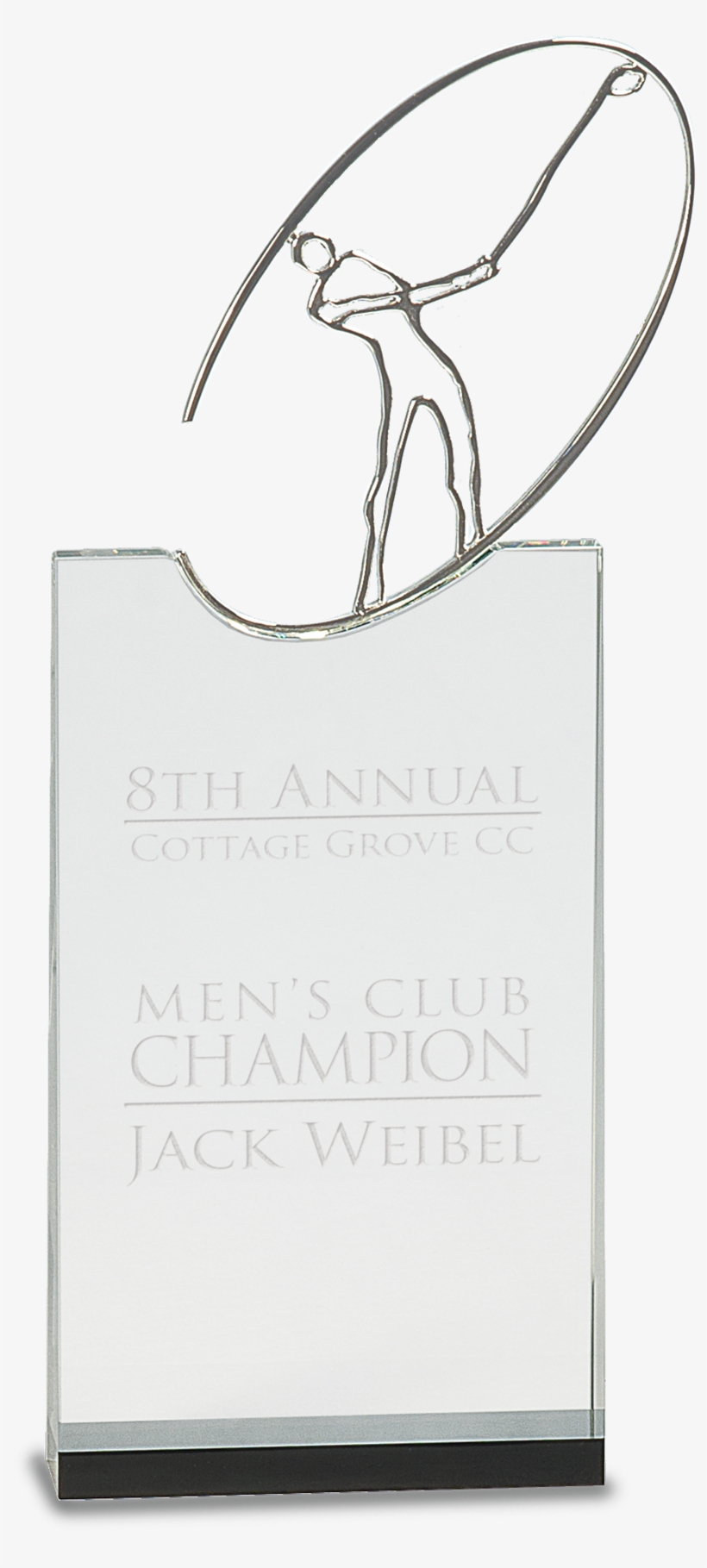 Metal Golf Silhouette On Clear Crystal Base - Paper, transparent png