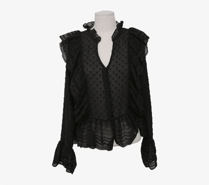 Frilled Lace Trim Sheer Blouse By Stylenanda - Blouse, transparent png