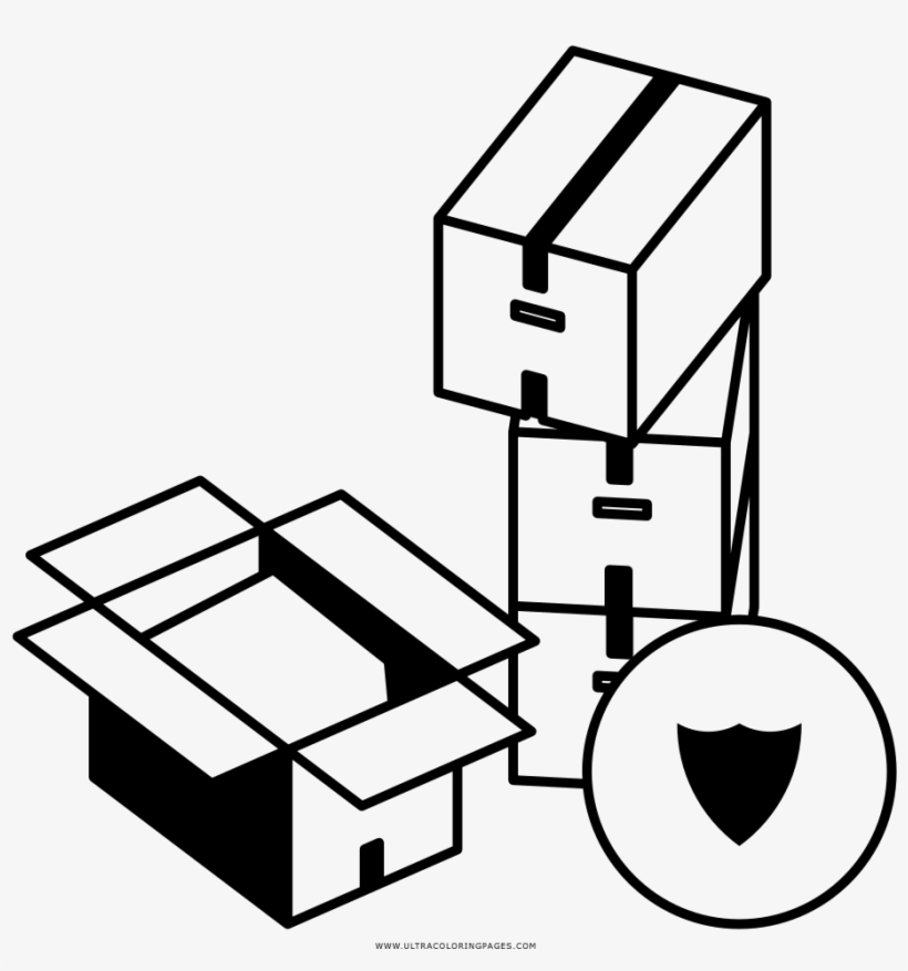 Moving Boxes Coloring Page - Diagram, transparent png
