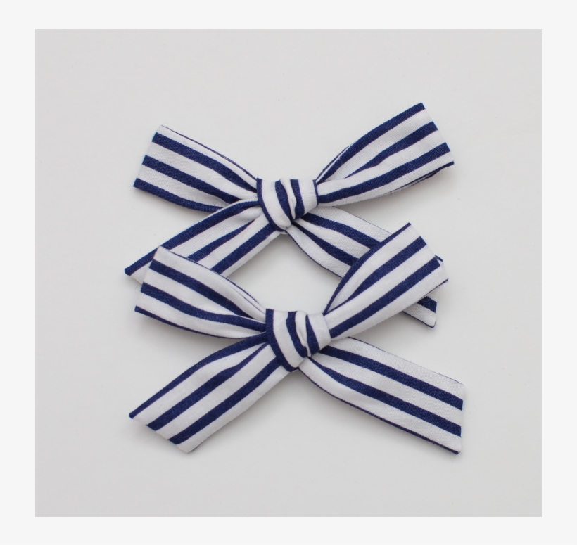 Set Of 2 Pigtail Hand Tied Schoolgirl Bows Navy Stripe - Headband, transparent png