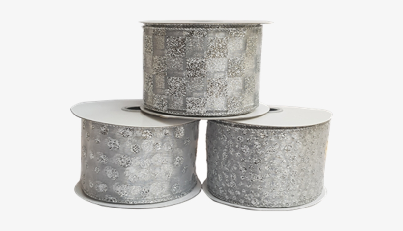 Ribbons Wired Organza Edge 65mm X 10m - Silver, transparent png