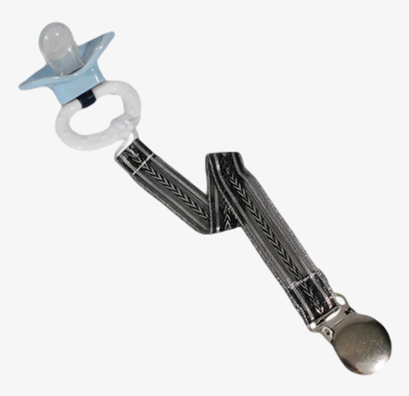Pacifier Clip Black & Silver Ribbon Fabric Attaches - Pacifier, transparent png