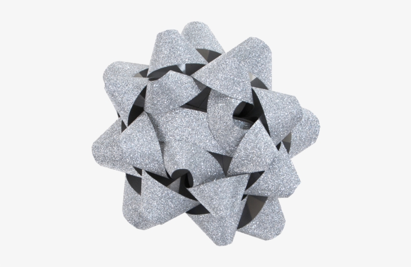 Glitter Star Bow - Gift Wrap Company 12 Count Glitter Star Bows, Chrome, transparent png