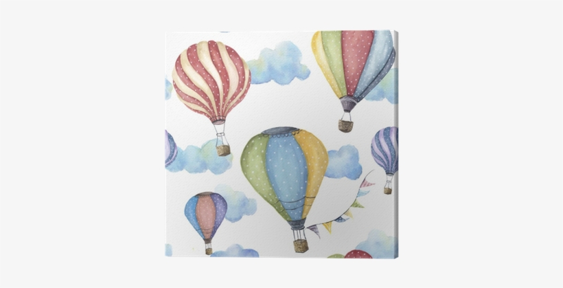 Watercolor Pattern With Cartoon Hot Air Balloon - Hot Air Balloons Watercolor, transparent png