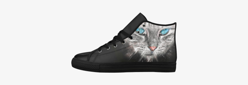 Silver Abstract Cat Face With Blue Eyes Aquila High - Platform Shoe, transparent png