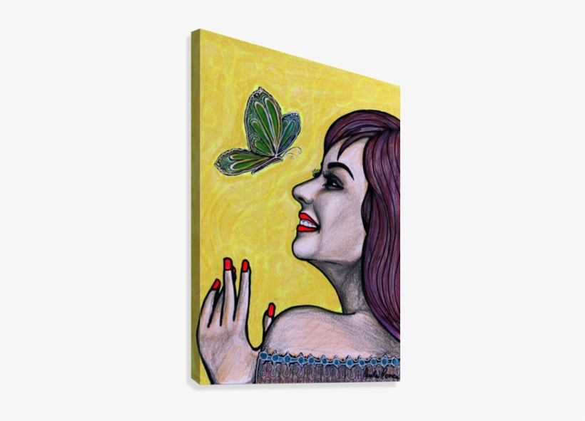 Perfil Con Mariposa Ori Canvas Print - Mug, transparent png