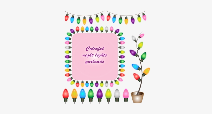 Colorido Guirnaldas Y Plantas De Luz De La Nochecolorido - Vector Graphics, transparent png