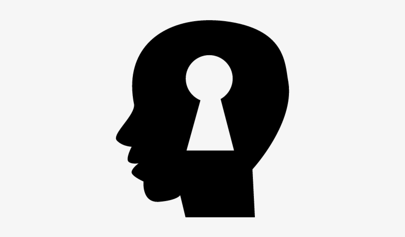 Keyhole Shape Inside A Human Bald Head Side View Silhouette - Heart In Brain Logo, transparent png