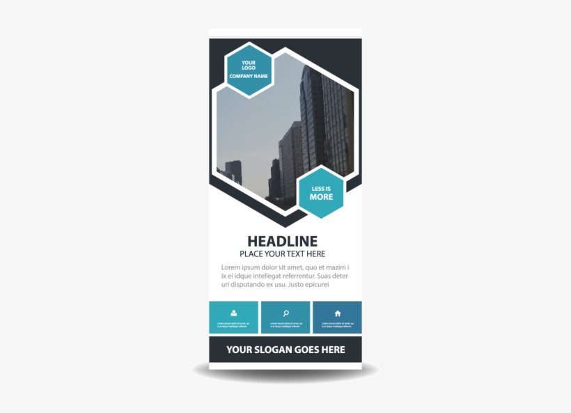 Blue Hexagon Business Roll Up Banner Flat Design Template - Vector Graphics, transparent png