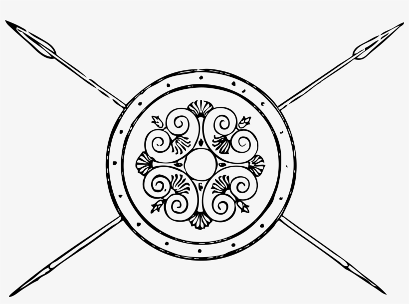 Spear Clipart Page - Greek Spear And Shield, transparent png