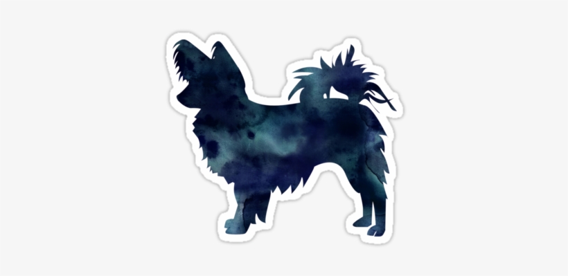 Papillon Dog Or Long Haired Chihuahua Black Watercolor - T-shirt, transparent png