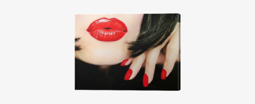 Sexy Pretty Woman With Black Hair, Red Lips / Kiss - Hot Pink Lip, transparent png