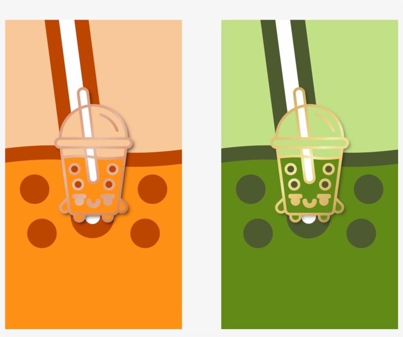 Image Of Thai And Matcha Boba Tea Pins - Illustration, transparent png
