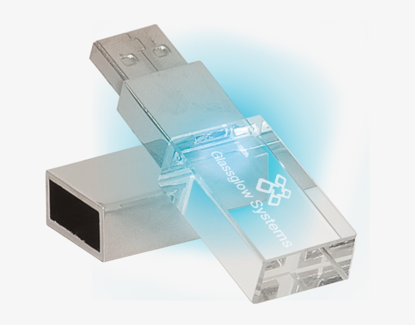 Gb Glass Usb Flash Drive With White Led & Black Box - Usb Cristal, transparent png