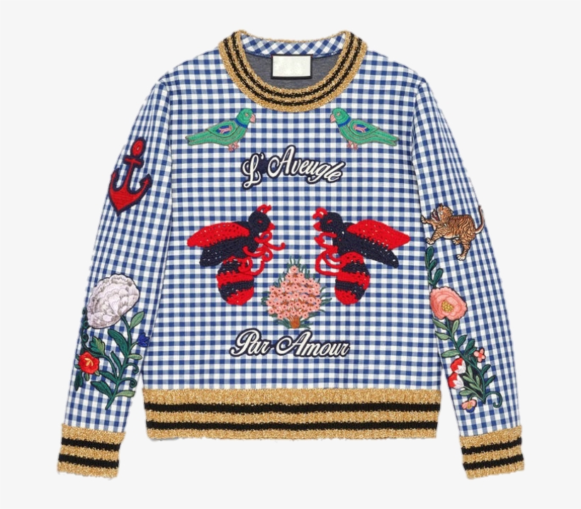 Indie Designs Check Jersey Embroidered Sweatshirt - V Gucci Bts, transparent png