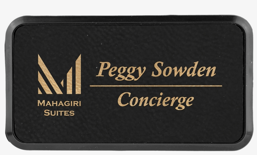 Black & Gold Leatherette Round Corner Name Badge With - Wallet, transparent png