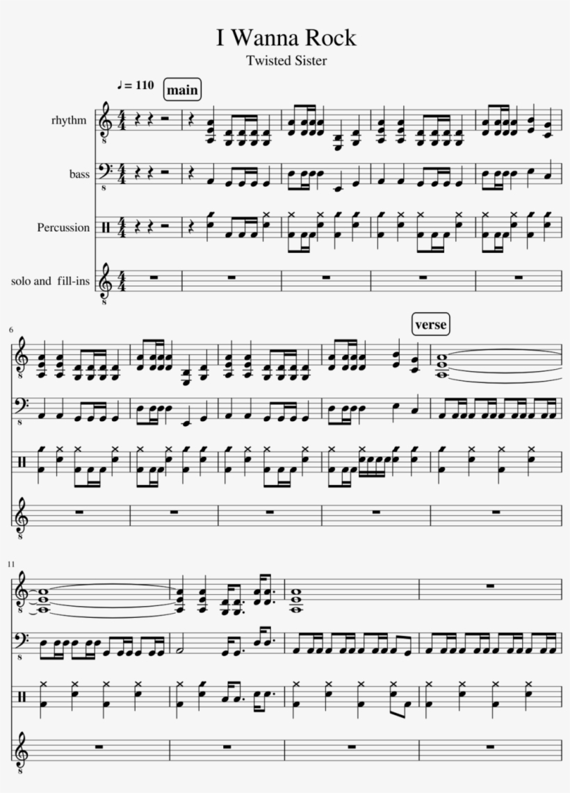 I Wanna Rock Slide, Image - Sheet Music, transparent png
