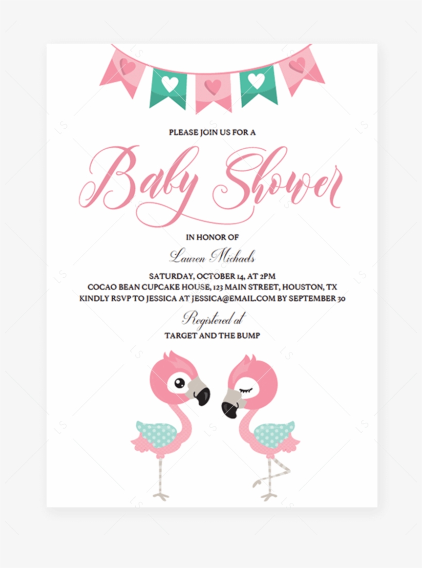 Pink Flamingo Baby Shower Invitation Pdf By Littlesizzle, transparent png