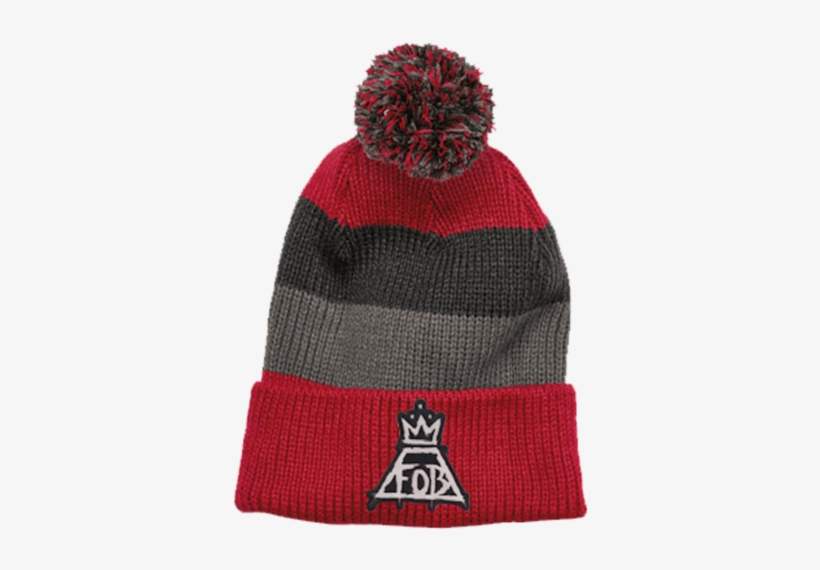 Red/grey Logo Patch Beanie - Fall Out Boy Beanie, transparent png