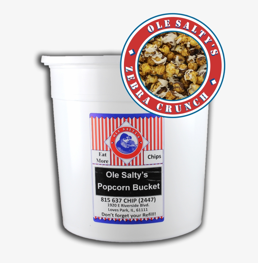 2 Gal Ole Saltys Zebra Crunch Popcorn Bucket - Corn Flakes, transparent png