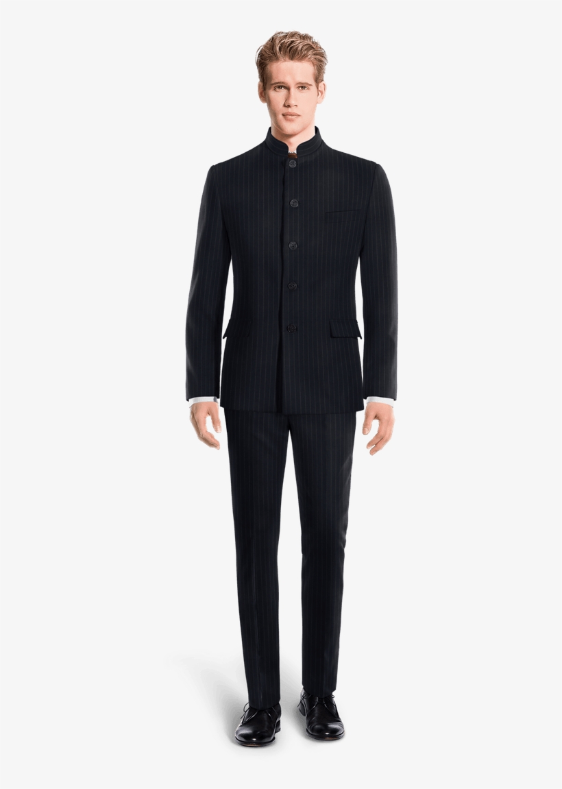 Blue Mao Striped 100% Wool Suit-view Front - Brown Corduroy Blazer, transparent png